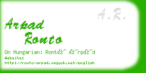 arpad ronto business card